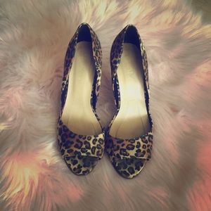 Leopard Peep Toe Heels (worn once)